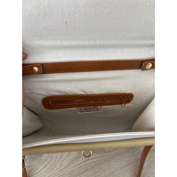 Vintage Capezio White & Tan Envelope Shoulder Bag - Picture 3 of 9